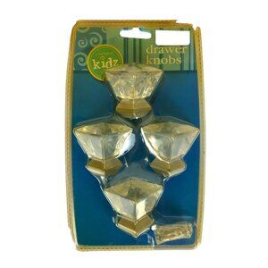 Cambria Kidz Princess Cabinet Drawer Knobs 4 Faceted Clear Acrylic Bling Glam